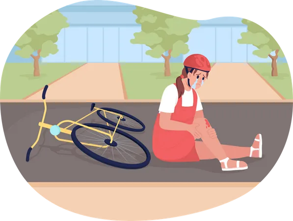 Bicycle accident of teen girl Illustration