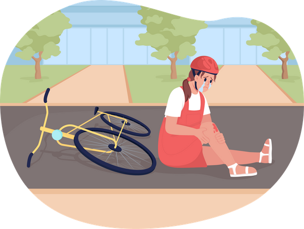 Bicycle accident of teen girl  Illustration