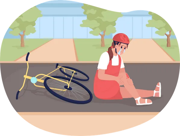 Bicycle accident of teen girl  Illustration