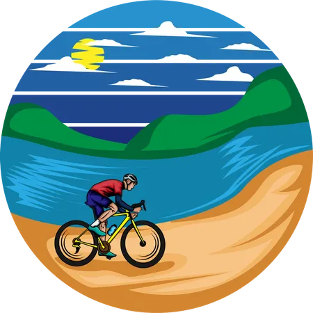 Bicycle in beach  Illustration