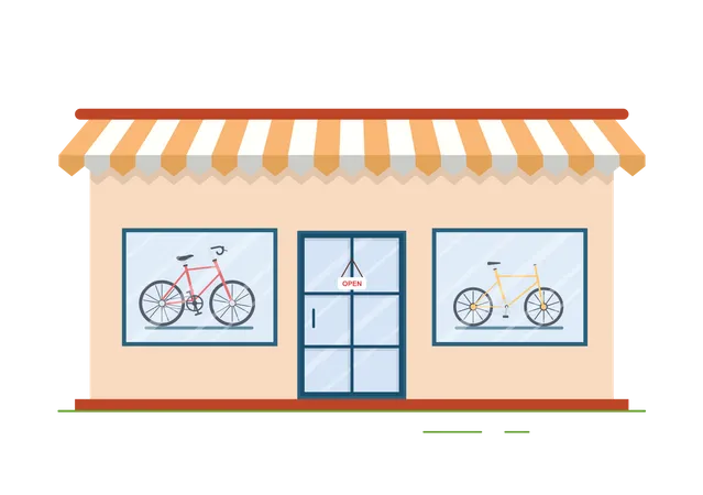 Bike Shop With Shoppers People Choosing Cycles Accessories Or Gear Equipment For Riding In Template Hand Drawn Cartoon Flat Illustration Illustration