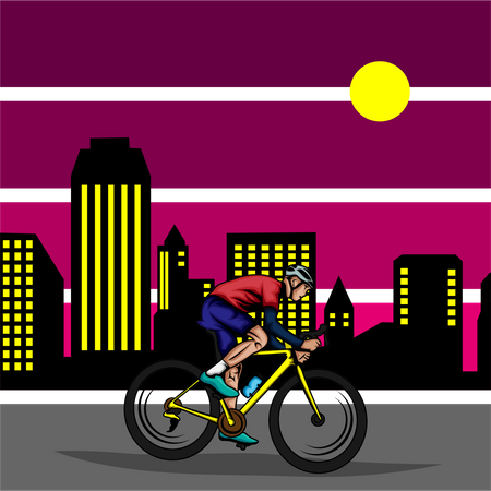 Bicycling at night  Illustration
