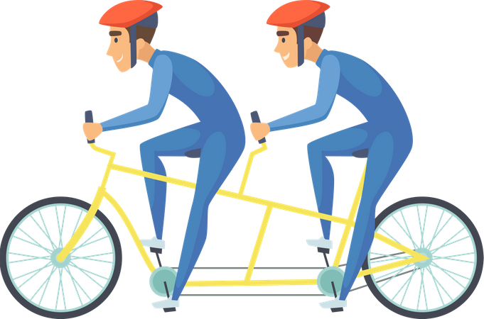 Bicyclist ride tandem cycle Illustration