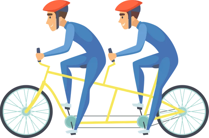 Bicyclist ride tandem cycle  Illustration