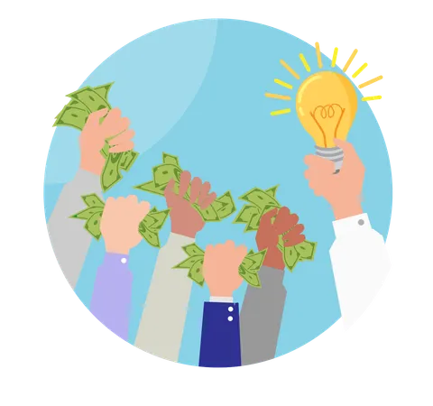 Auction And Bidding Concept Hand Holding Money Selling A Good Idea Flat Vector Illustration イラスト
