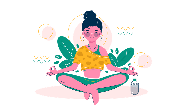 Mujer meditando  Ilustración