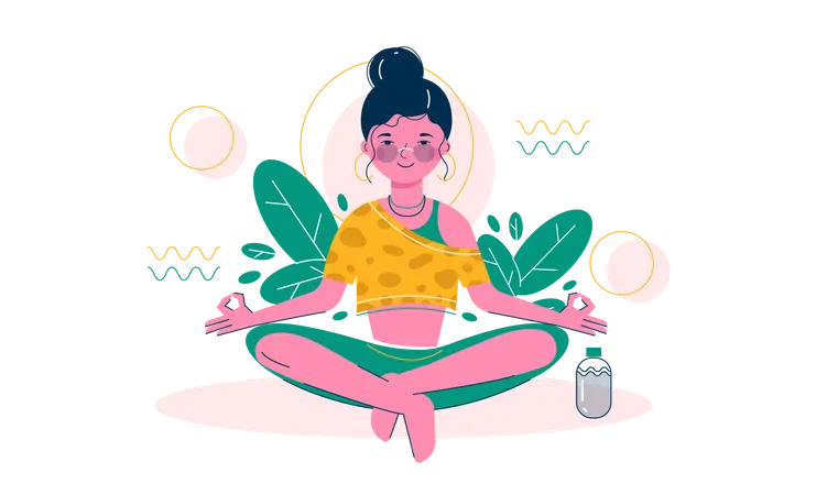 Mujer meditando  Ilustración