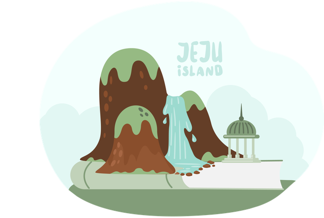 Bienvenidos a la isla de Jeju en Corea del Sur  Illustration