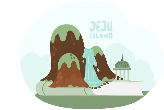 Bienvenue sur l'île de Jeju en Corée du Sud  Illustration