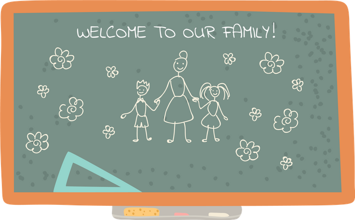 Bienvenue sur notre tableau noir de classe avec dessin  Illustration