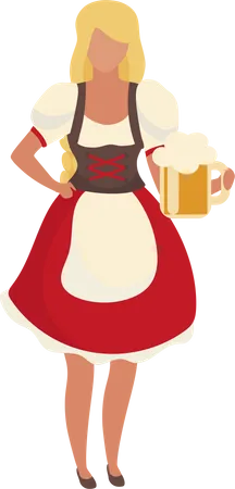 Fille de bière portant un dirndl  Illustration