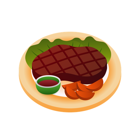 Bife de carne  Ilustração