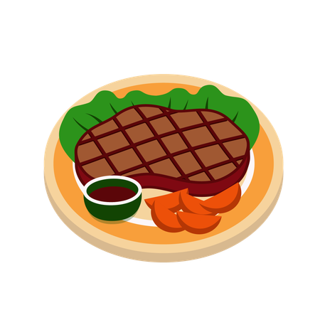 Bife de carne  Ilustração