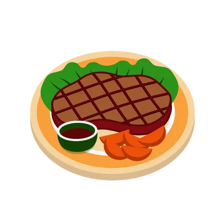 Bife de carne  Ilustração