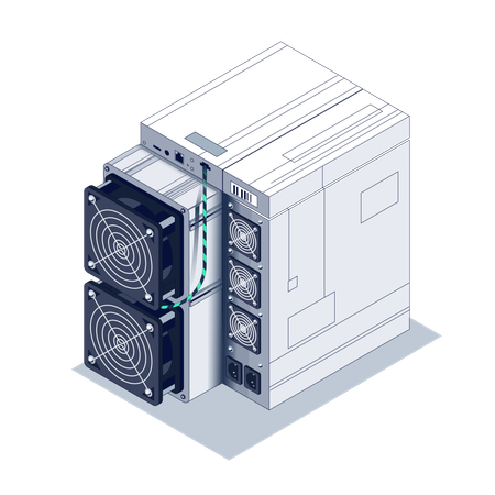 Big ASIC Bitcoin Miner  Illustration