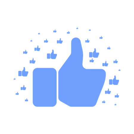 Big Blue Hand Showing Thumb Up Pattern on White  Illustration