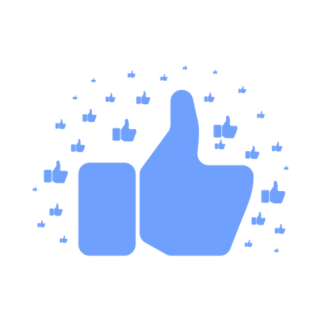 Big Blue Hand Showing Thumb Up Pattern on White  Illustration