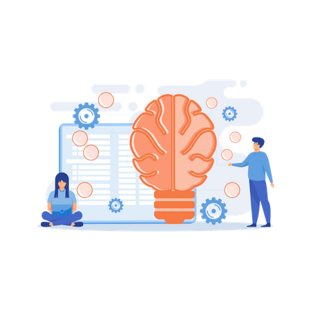 Big brain with circuit and programmers  Illustration