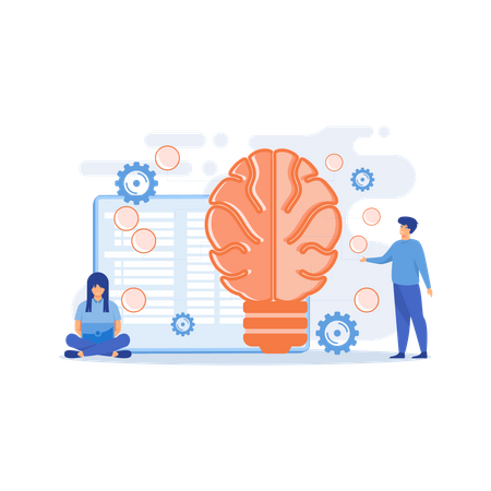 Big brain with circuit and programmers  Illustration