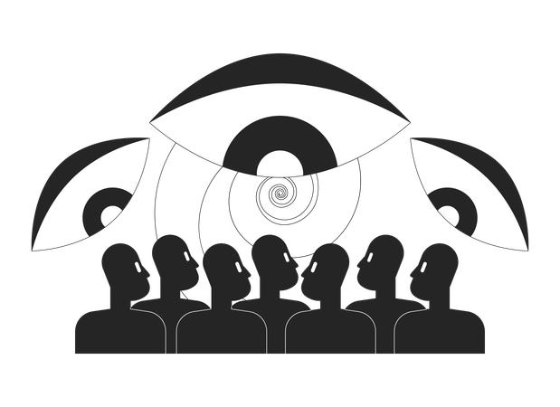 Big brother all-seeing eyes over citizens  Illustration