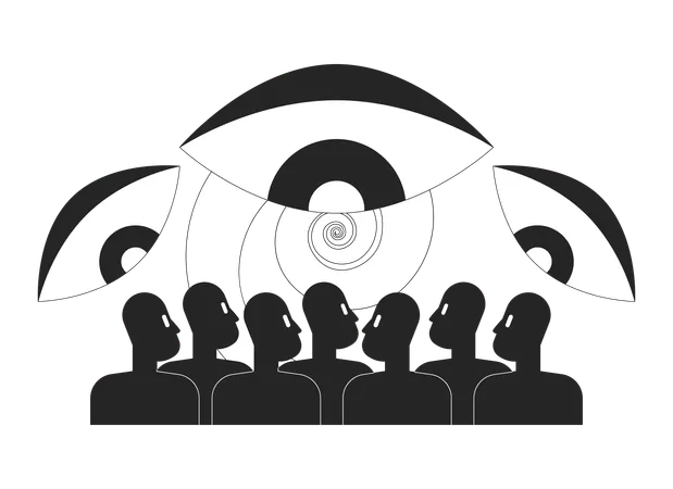 Big brother all-seeing eyes over citizens  Illustration