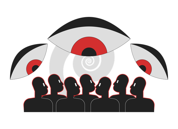 Big brother all-seeing eyes over citizens  Illustration