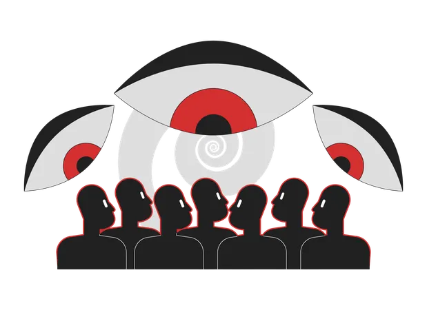 Big brother all-seeing eyes over citizens  Illustration