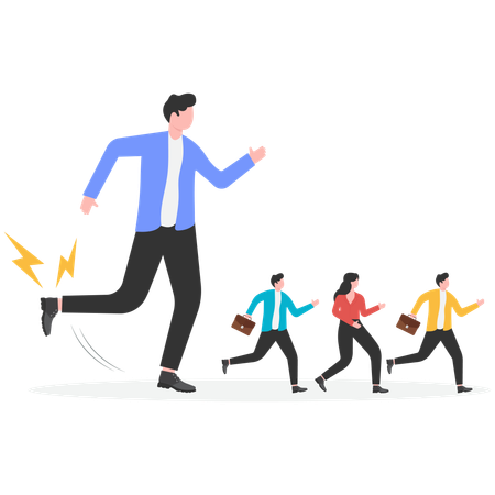 Big business hit the small business men  Illustration