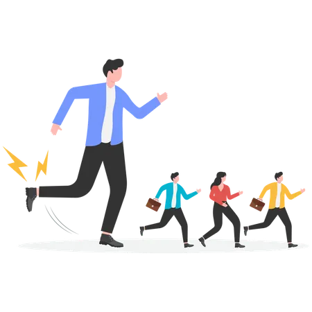 Big business hit the small business men  Illustration