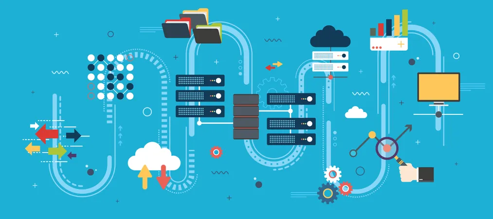 Big Data and cloud computing banner Illustration