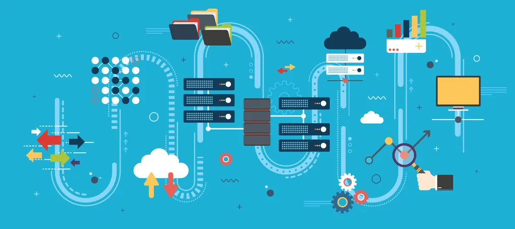 Big Data and cloud computing banner  Illustration