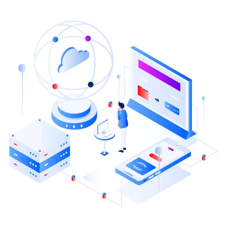 Big Data Isometric  Illustration