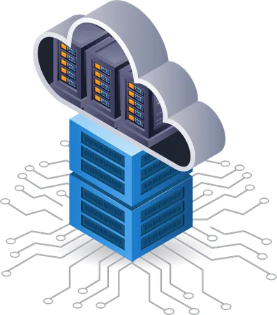 Big data server cloud network  Illustration