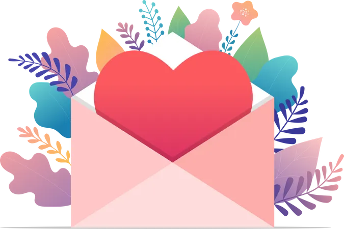 Big envelope with red heart  Illustration