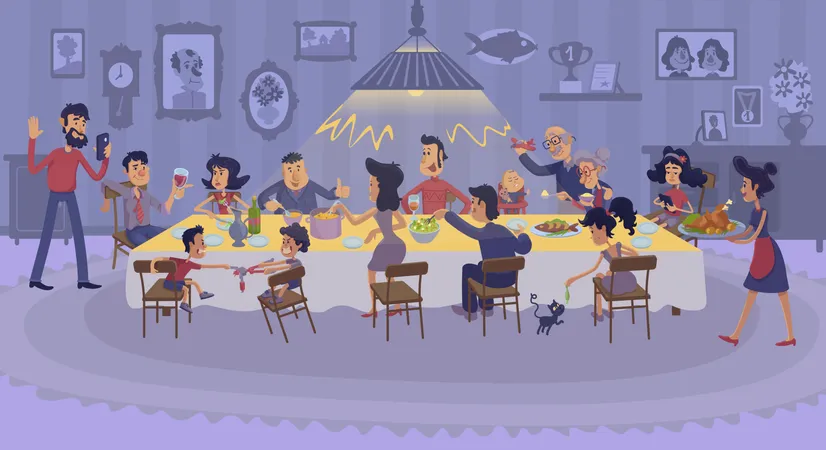 Big family gathering together  Illustration