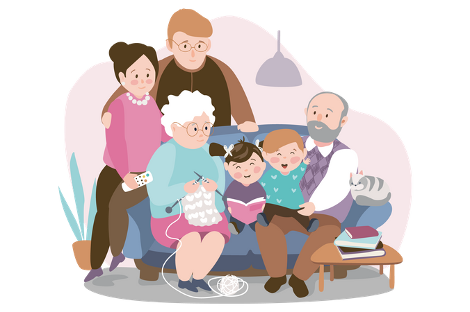 Big family portrait  Illustration