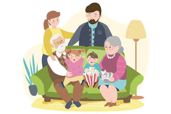 Big family portrait  Illustration