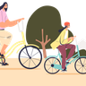 illustrations of family ride bicycle