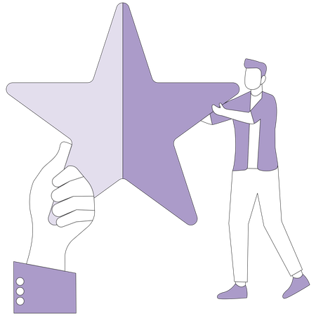 Big hand gives man star  Illustration