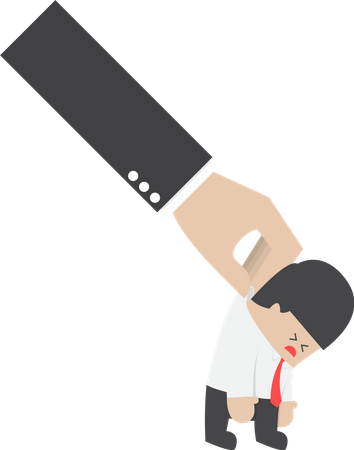 Big hand holding a businessman  Illustration