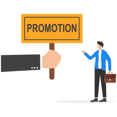 Big Hand offre une nouvelle opportunité de carrière et est promu à un nouveau poste à l'employé  Illustration