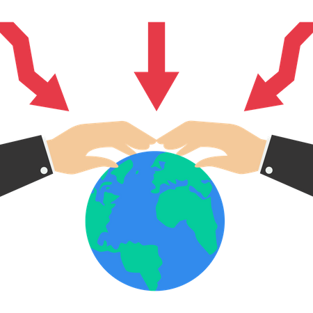 Big hand protecting planet earth from the effects of world recession  Illustration