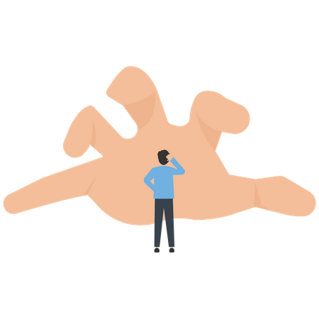 Big hand selecting person  Illustration