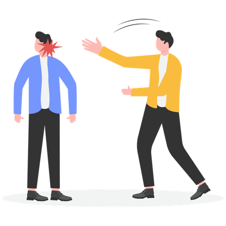 Big hand slaps businessman on face punishment  Illustration