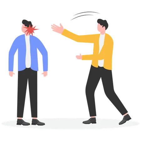 Big hand slaps businessman on face punishment  Illustration