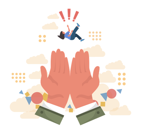 Big hand supporting woman  Illustration