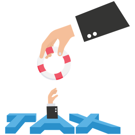 Big hands support in tax  Illustration