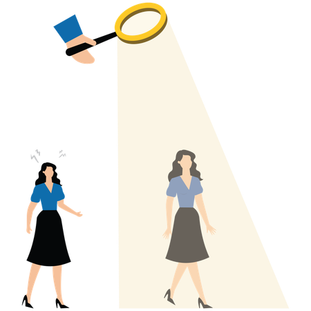 Big Hands with Magnifying Glass Recruiting People  Illustration