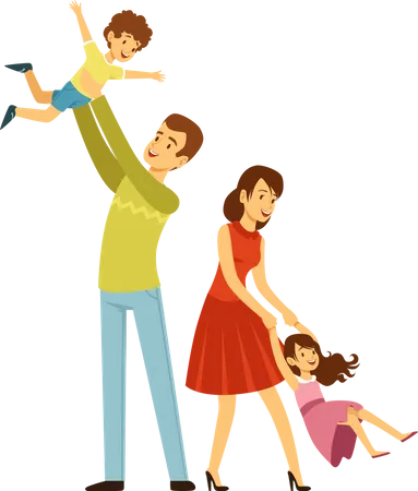 Big happy family spending time together  Illustration