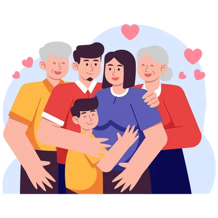 Big Happy Family with love  Illustration
